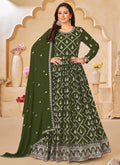 Vegaa Fashion Designer Mahendi Faux Georgette Embroidery Anarkali Suit
