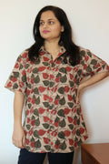 Earthyweaves Brown Kalamkari Cotton Shirt for Men & Women