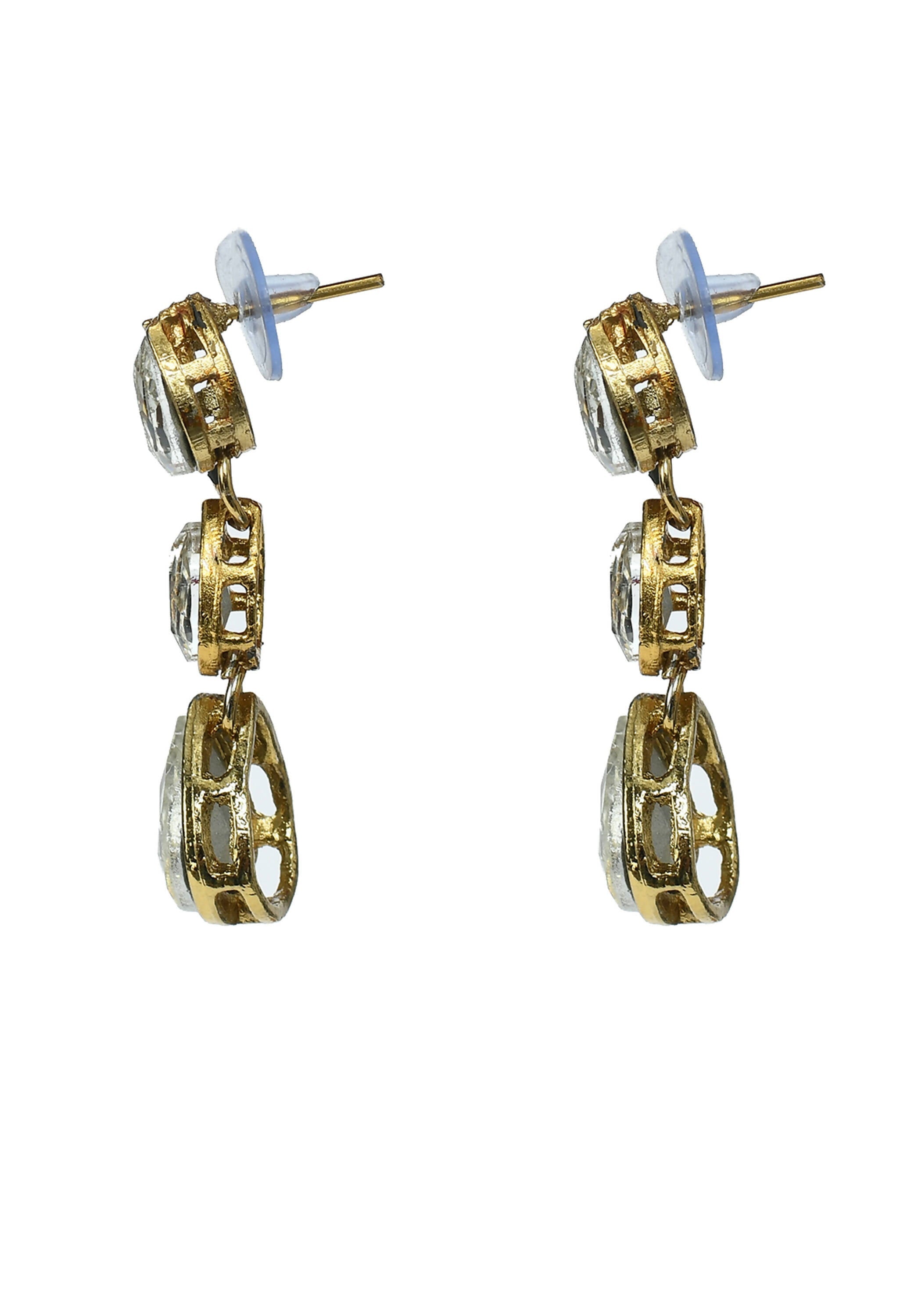 Mominos Fashion Johar Kamal Gold-Polished Brass Finish Kundan/Stone Choker For Women (White)