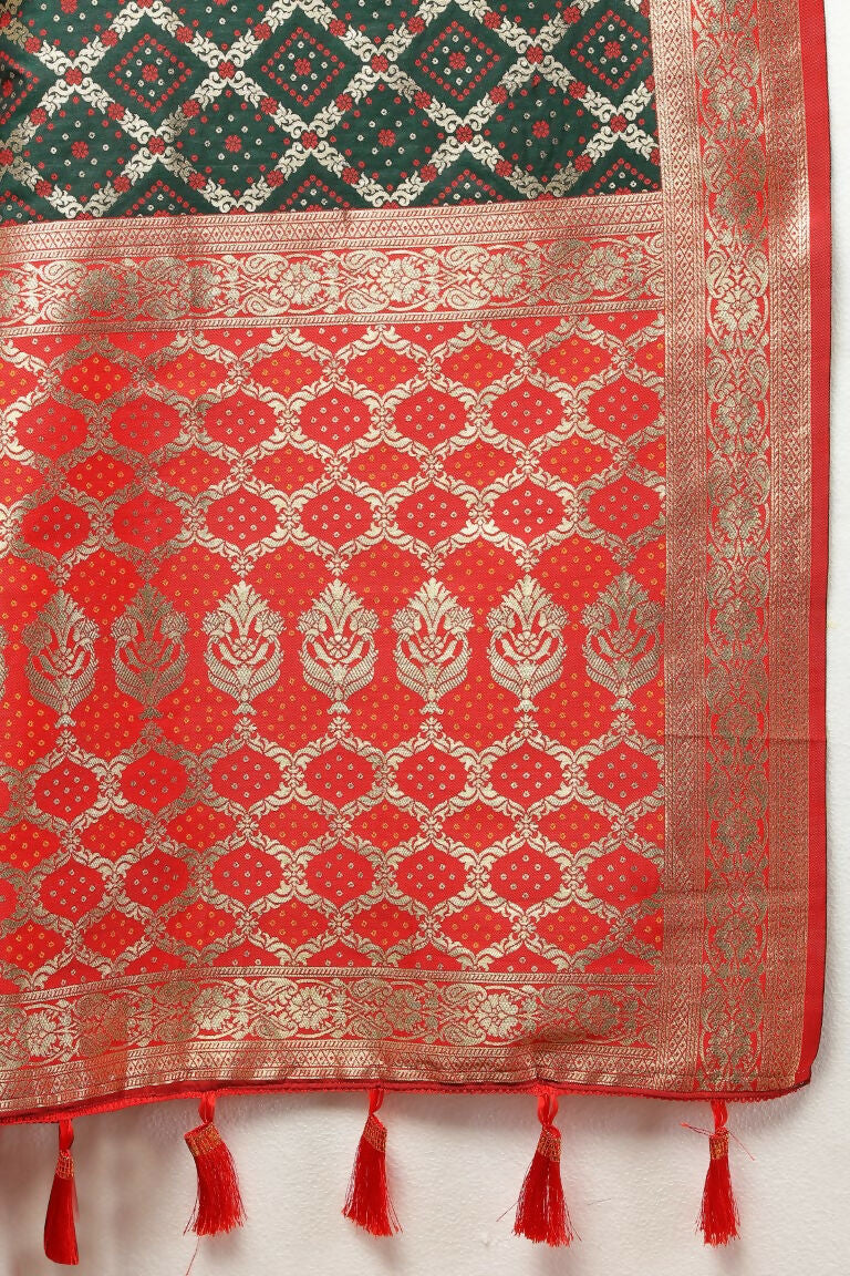 Vastranavya Black Soft Patola Silk With Meenakari Weaving Motifs And Rich Zari Weaving Pallu Saree With Matching Blouse Fabric
