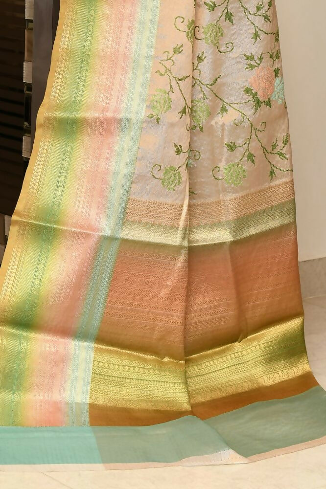 Joban Fashion Multicolor Saree Tissue Rainbow Digital Print With Embroidery