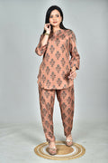 Morchari Digital Print Semi Muslin Co-Ord Set Top & Trouser-Multicolor