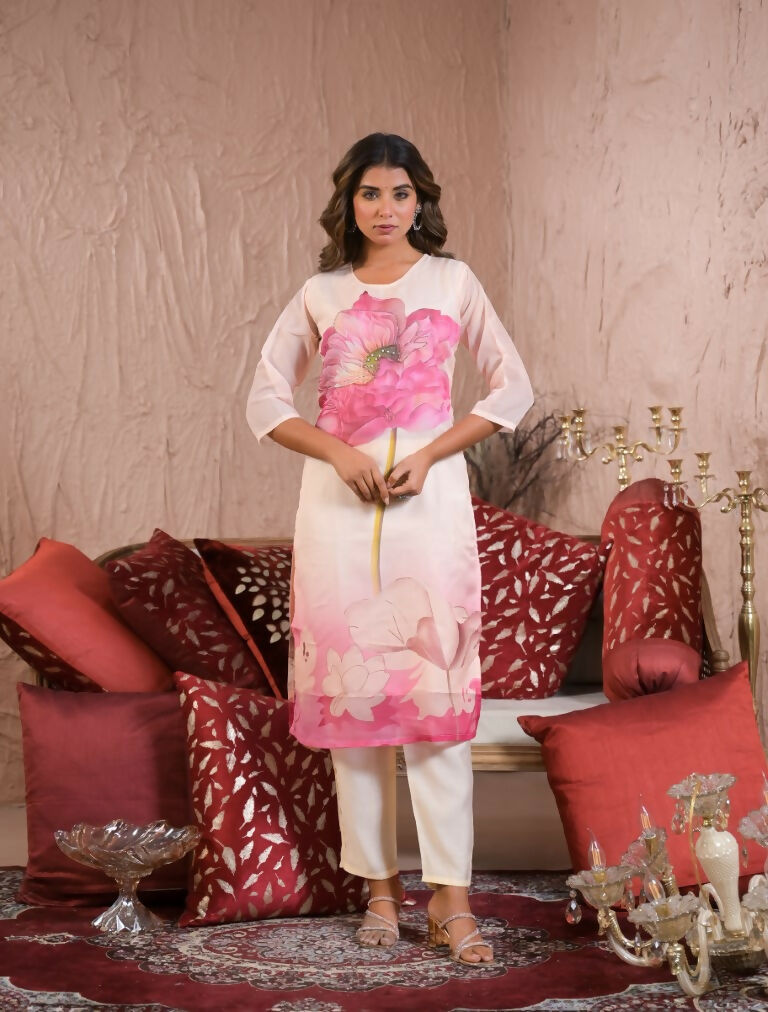 Ethnic Festive Wear Taby Silk White Stitched Suit With Dupatta - Tanisha