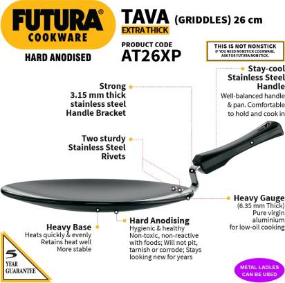 Hawkins Hard Anodised Tava Extra Thick 26 cm Diameter (AT26XP)