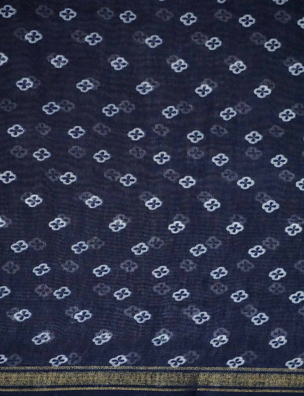 Shades Of Navy Blue Floral Design Semi Chanderi Saree By Gayathri Reddy Designer Studio