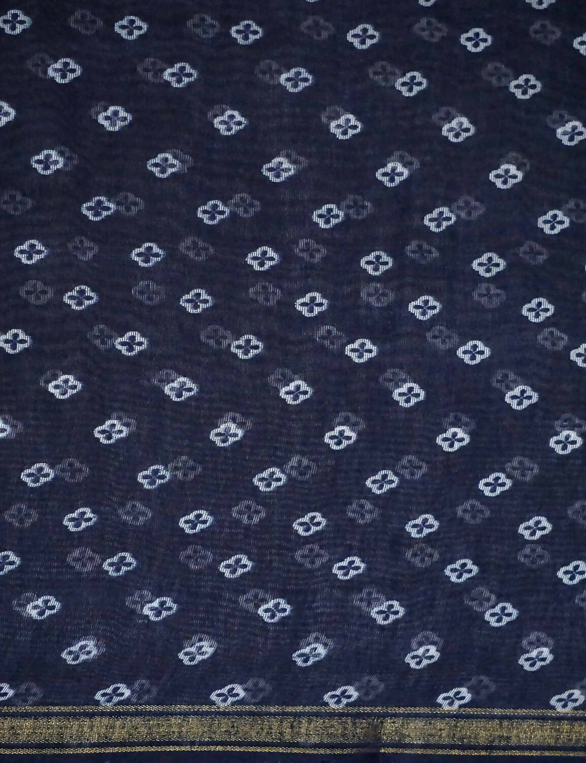 Shades Of Navy Blue Floral Design Semi Chanderi Saree By Gayathri Reddy Designer Studio