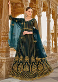 Heavy Stone Embroidered Peacock Blue Designer Anarkali Suit - Emponline