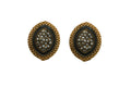 Joban Fashion Women Brass Golden Black Ad Earrings
