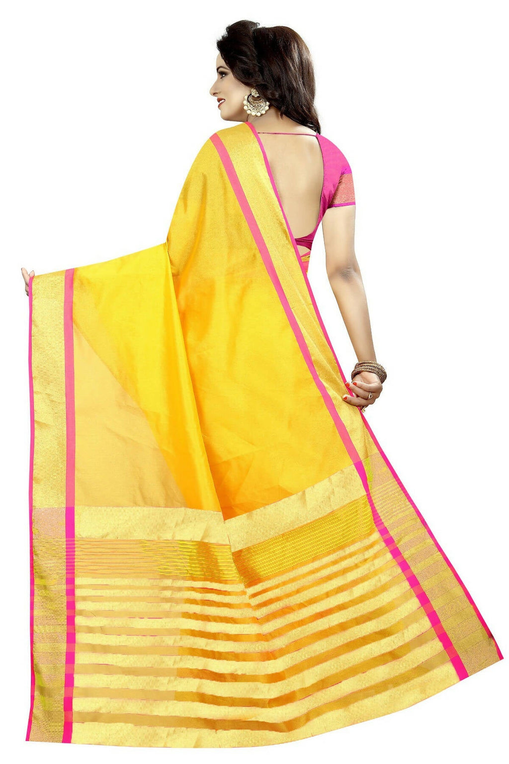 Vamika Yellow Cotton Silk Weaving Saree (Mastani Weaving Gold)
