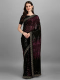 Vegaa Fashion Black Georgette Embroidered Party Wear Saree