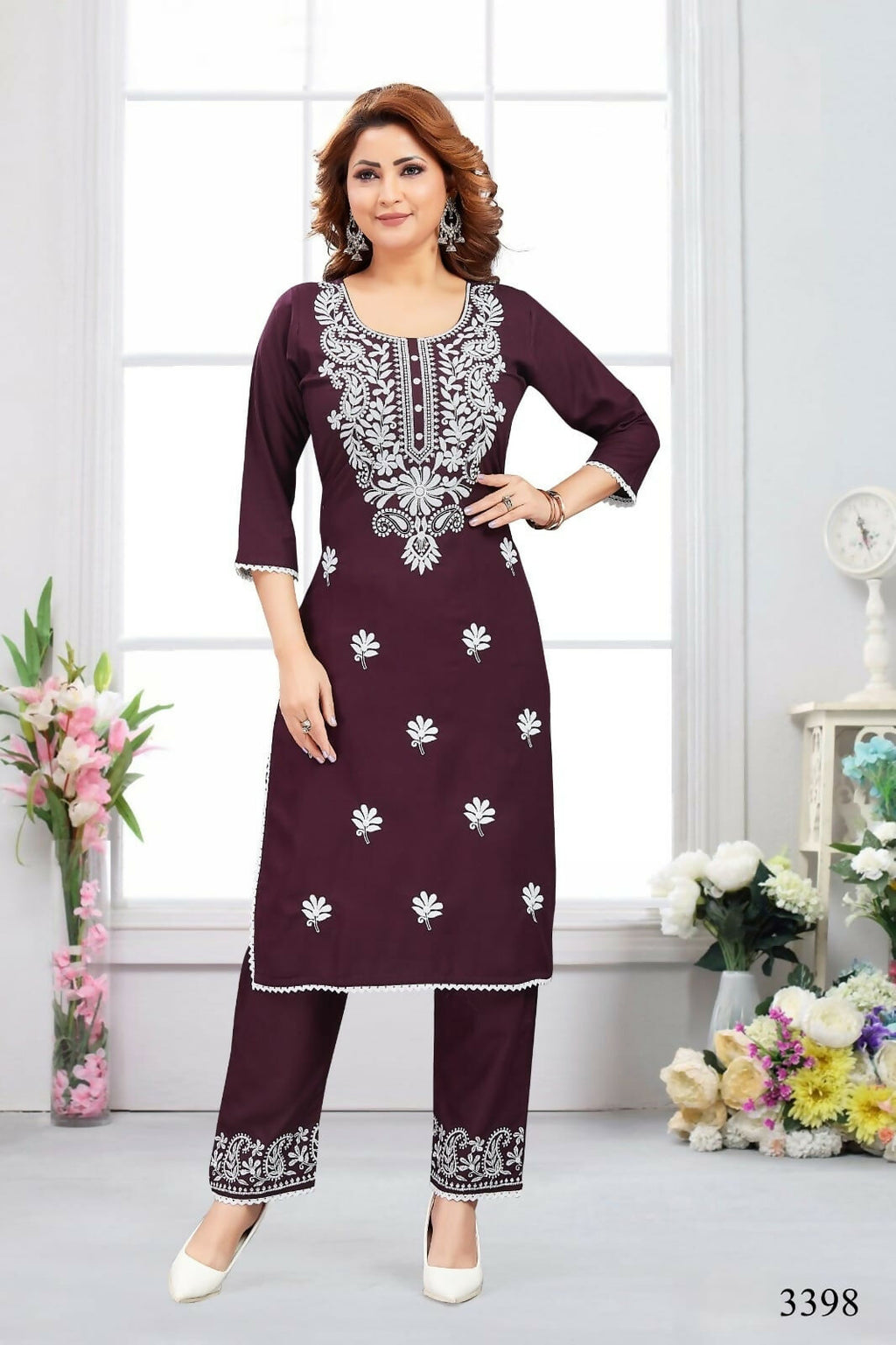 Joban Fashion Rayon Wine Color Kurta Set