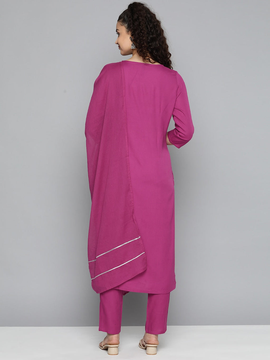 HERE&NOW Ethnic Motifs Embroidered Kurta with Trousers & Dupatta