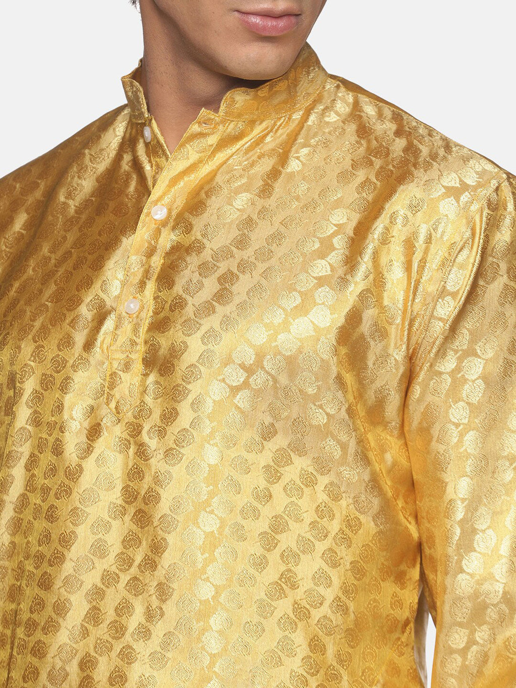 Sethukrishna Gold-Toned Kurta with Pyjamas For Men