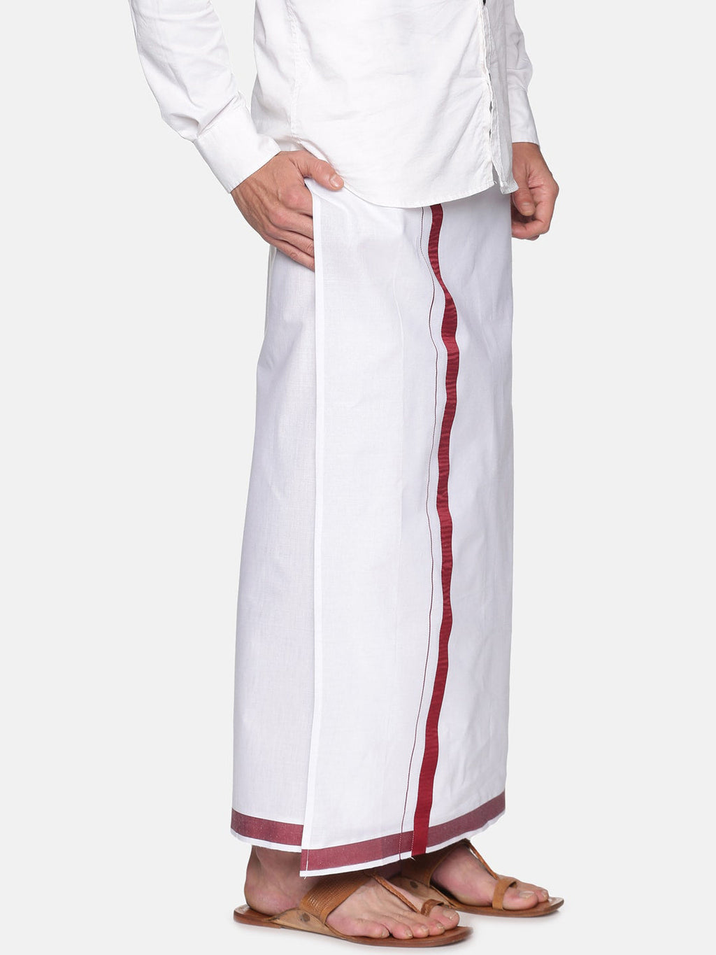 Sethukrishna Mens White Solid Cotton Readymade Dhoti
