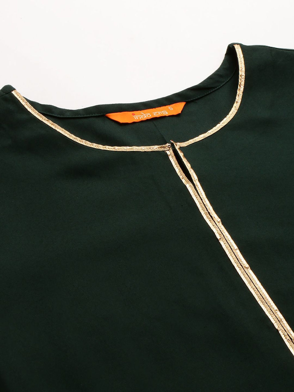 Indo Era Women Green Embroidered Straight Kurta