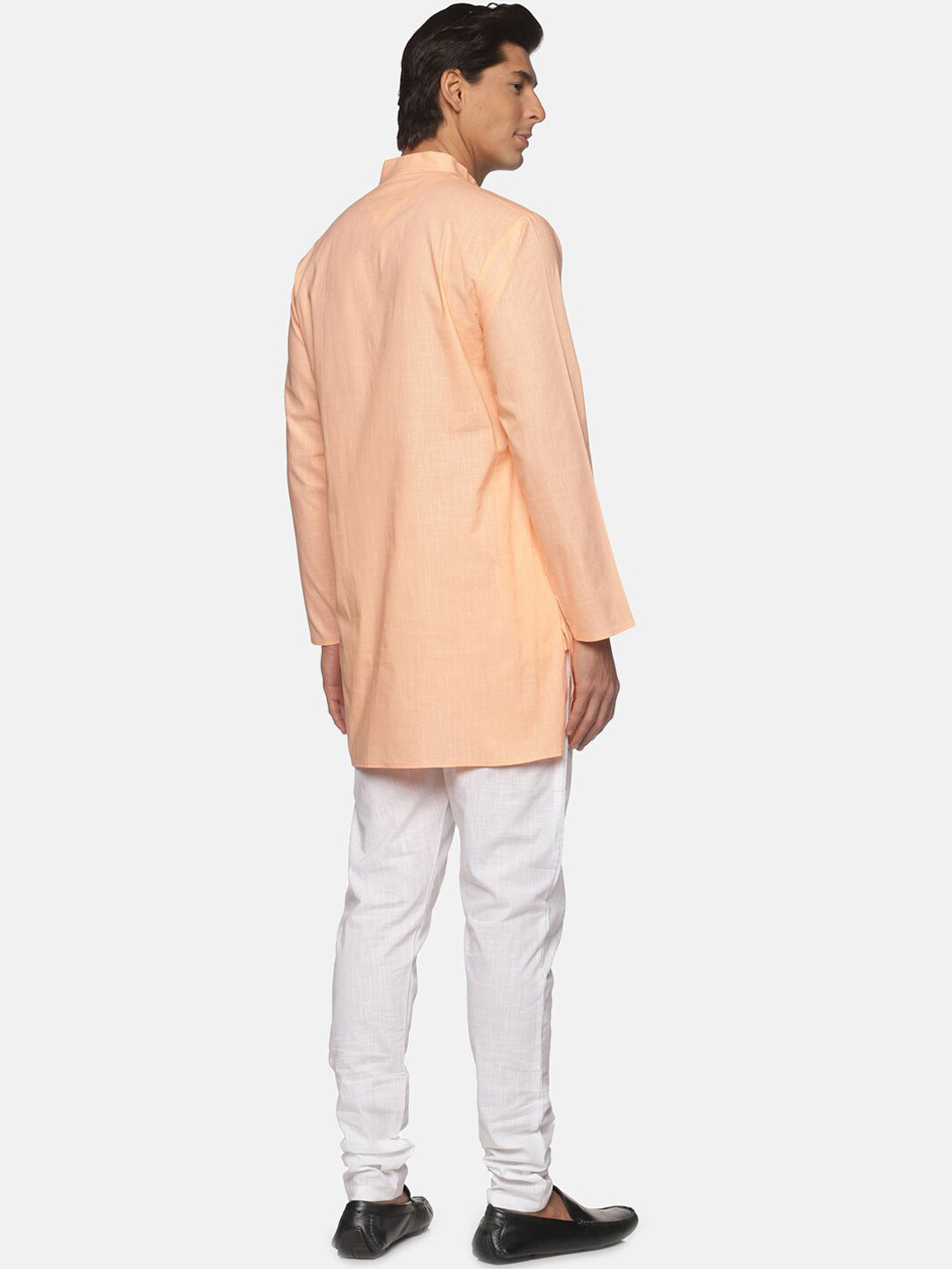 Sethukrishna Men Orange Striped Pure Cotton Kurta with Pyjamas
