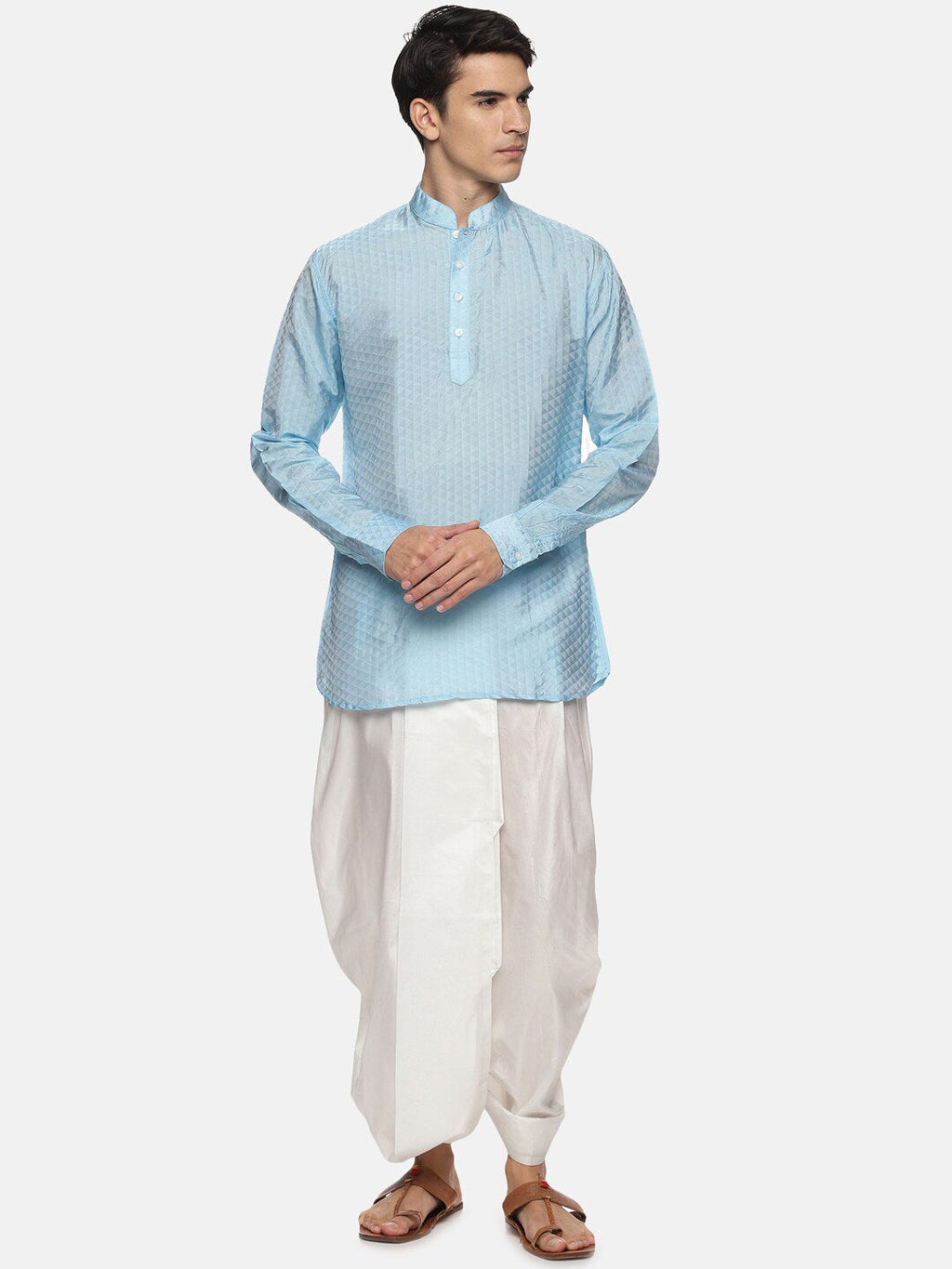 Sethukrishna Mens Blue Kurta with Dhoti Pants