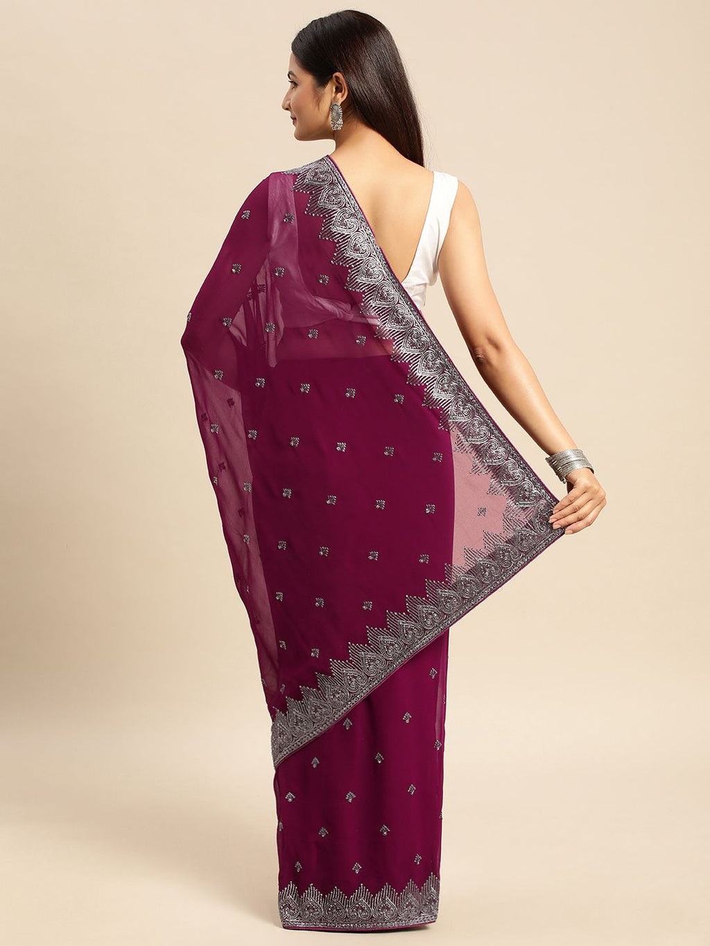 kasee Embroidered Ethnic Motifs Zari Pure Georgette Saree