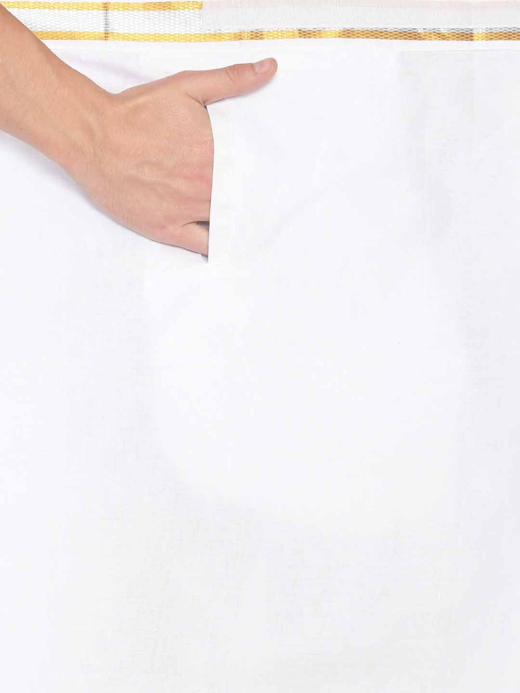 Sethukrishna Men White Solid Readymade Pocket Dhoti