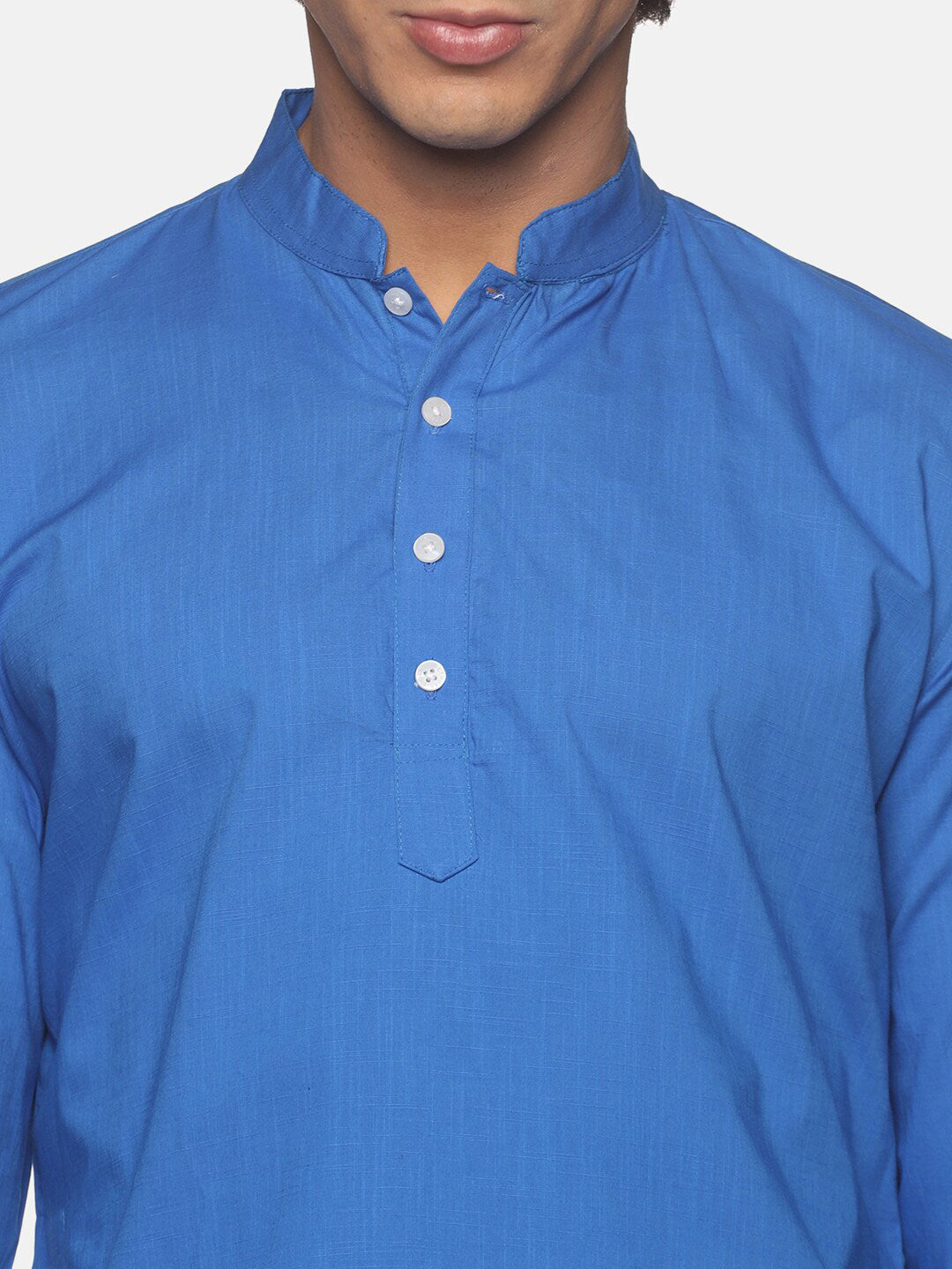 Sethukrishna Men Blue Pure Cotton Kurta with Dhoti Pants