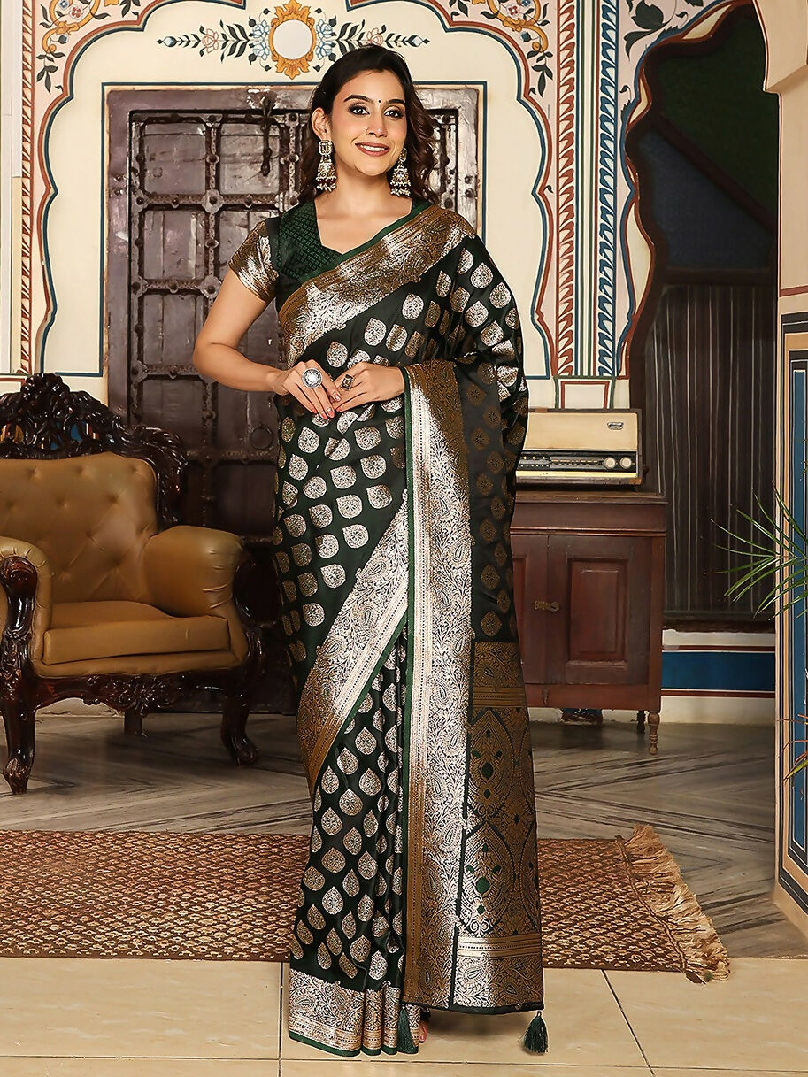 Shree Shyam Fashion Dark Green Silk Saree