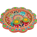 Kundan HandiKrafts Mdf Flower Pooja Thali - Red