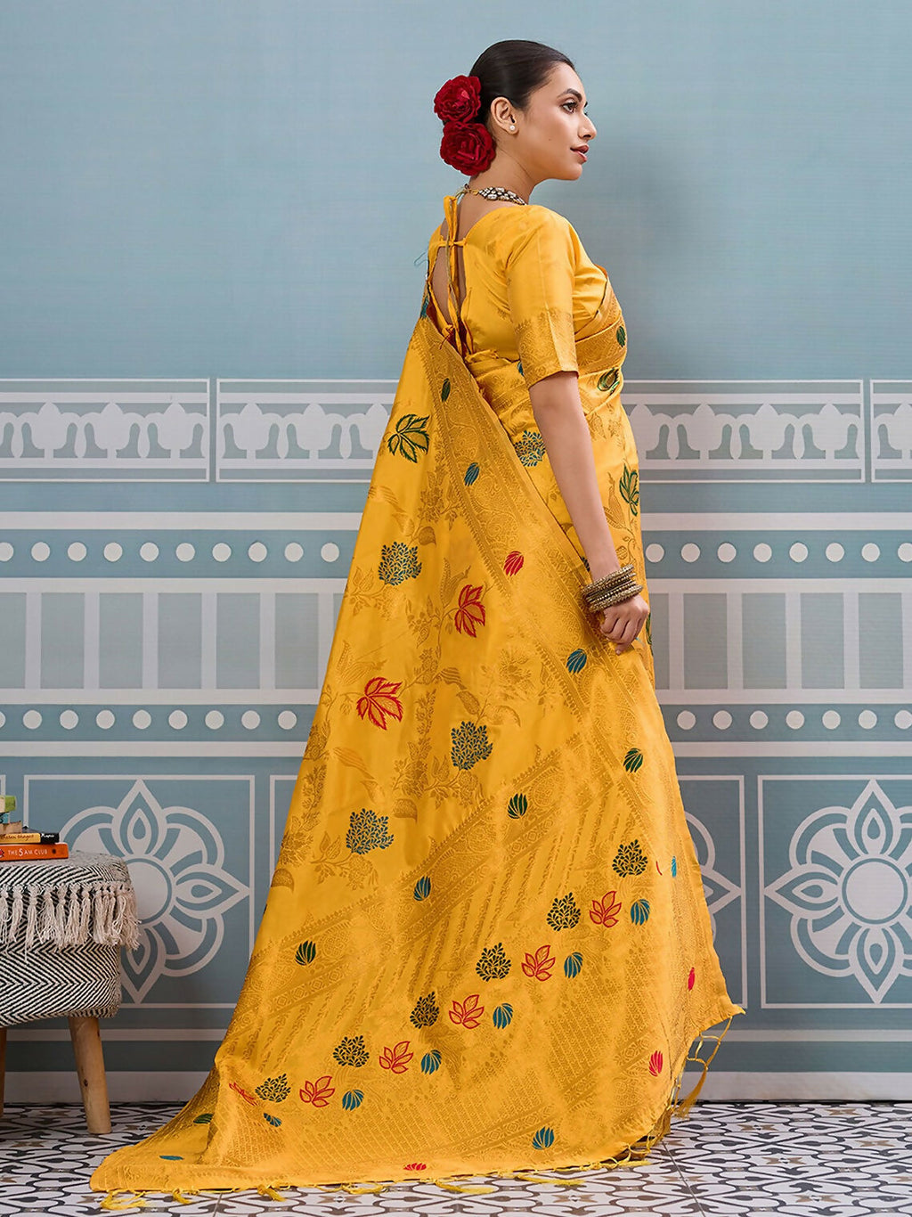 Shree Shyam Fashion Yellow Silk Saree