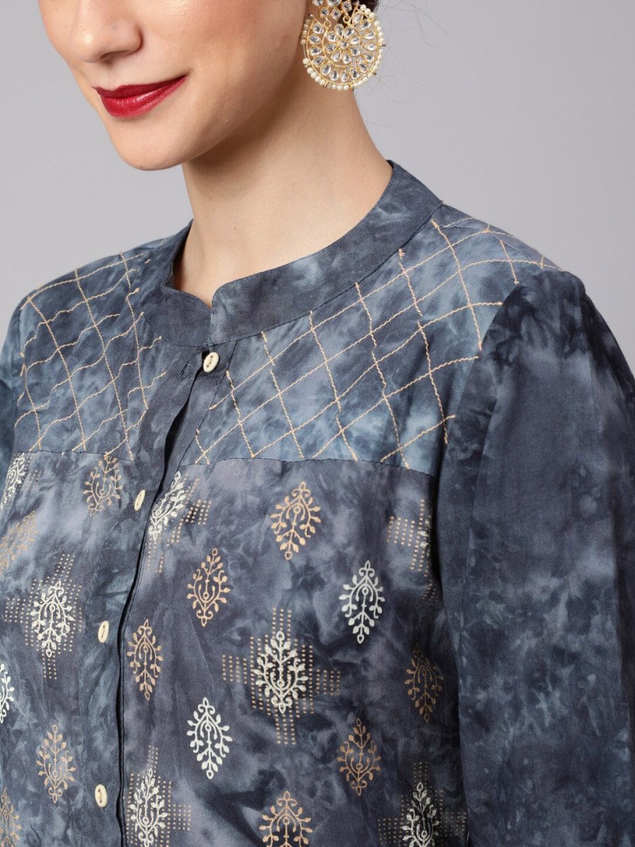 Aks Ethnic Motifs Printed Mandarin Collar Straight Kurta