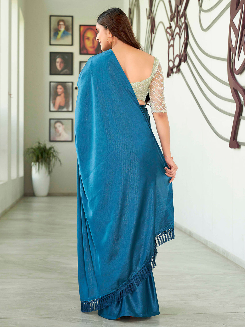 Tikhi Imli Solid Satin Saree