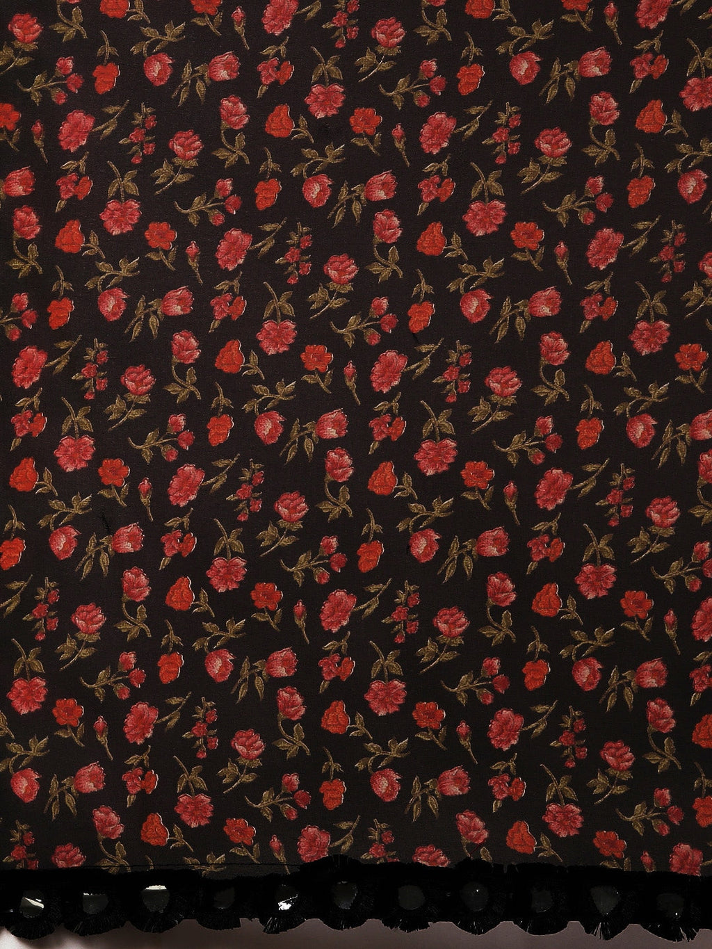 Tikhi Imli Black & Red Poly Georgette Printed Saree