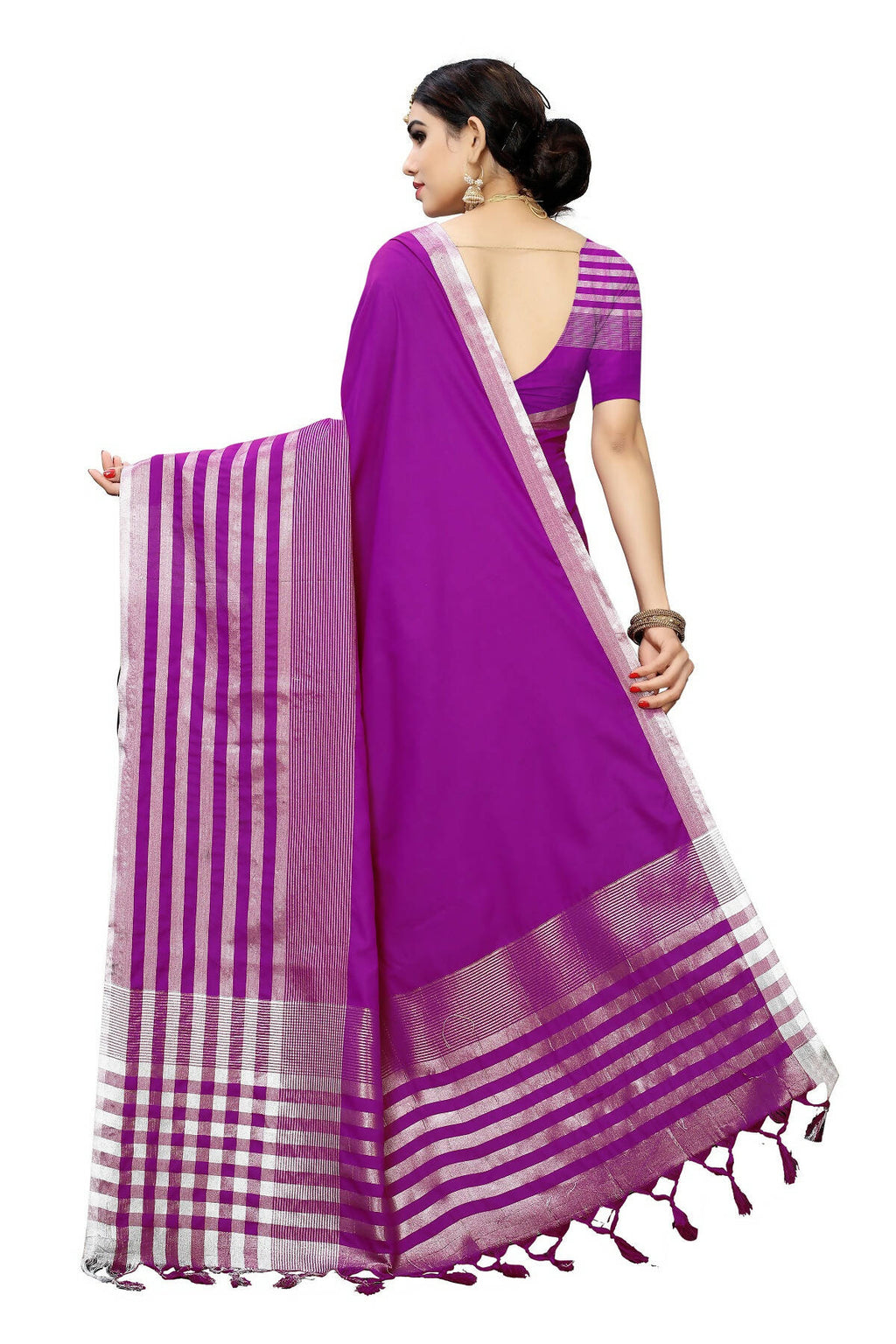 Vamika Purple Cotton Silk Weaving Saree (Twitter Purple)