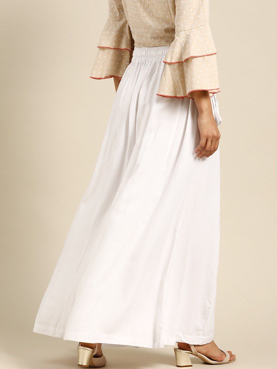 TAG 7 Women Elasticated Flared Ethnic Palazzos