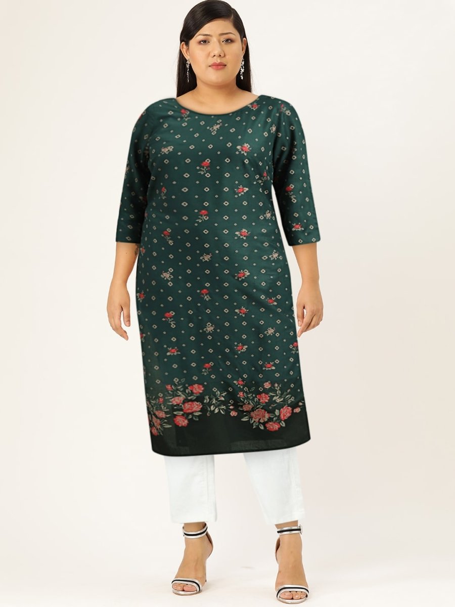 All About You Women Floral & Geometric Printed Straight Kurta