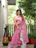 Vamsee Meghna-Green Lavender Organza Saree