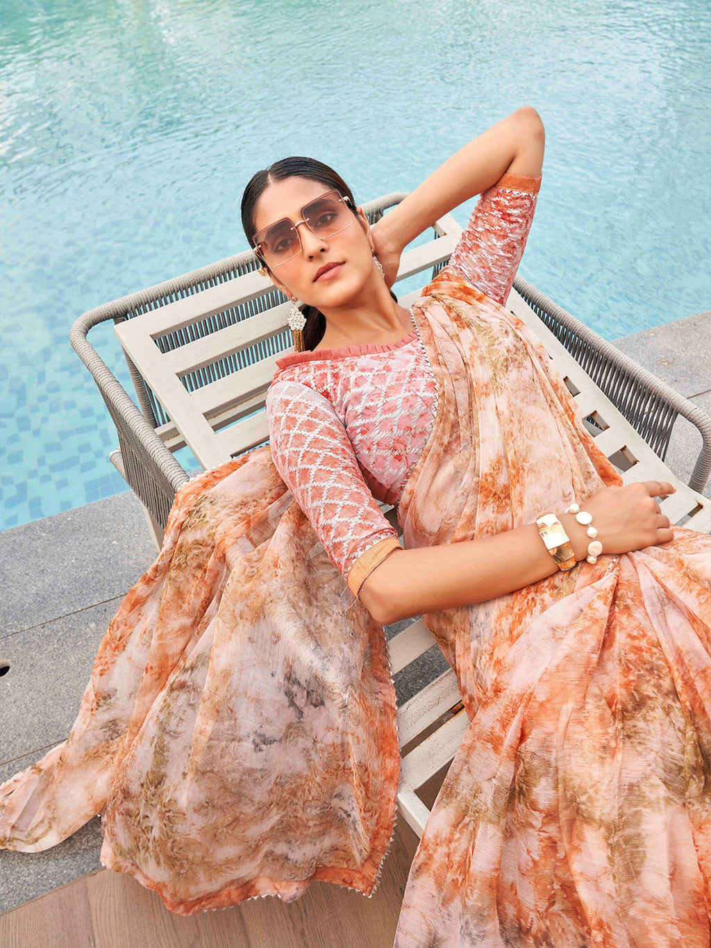 Tikhi Imli Tie and Dye Chiffon Saree