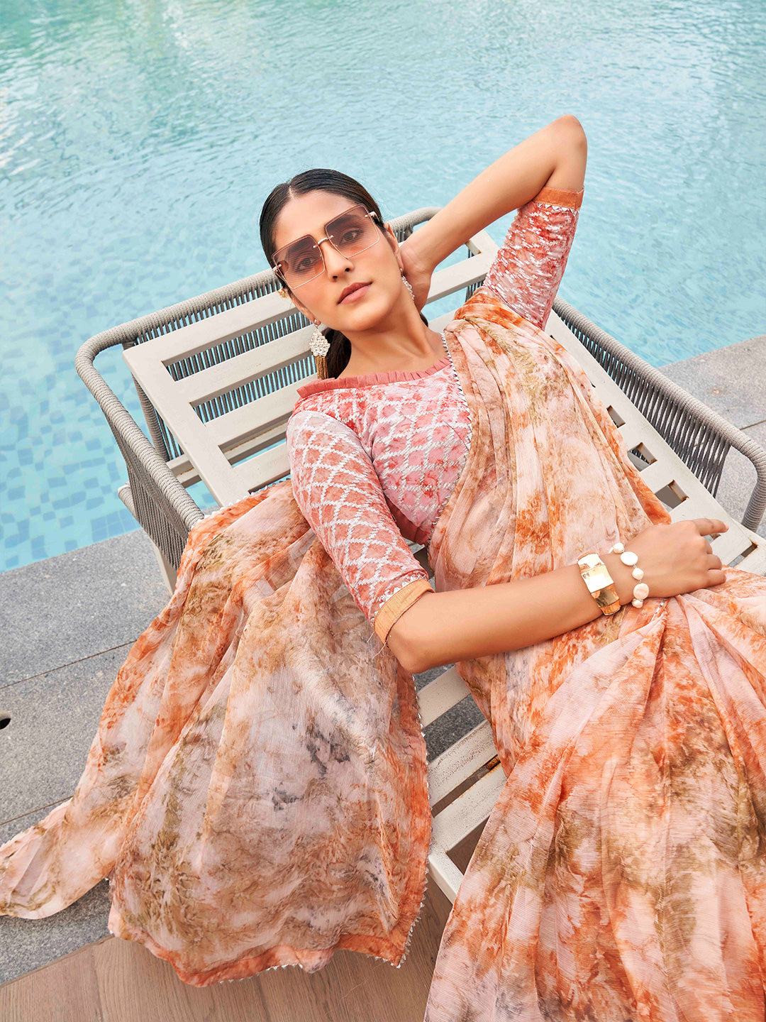 Tikhi Imli Tie and Dye Chiffon Saree