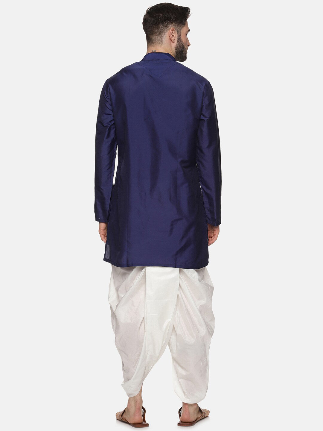 Sethukrishna Men Navy Blue Kurta with Dhoti Pants