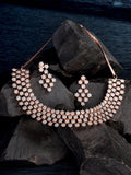 Saraf RS Jewellery White Rose Gold-Polished AD Studded Necklace Jewellery Set