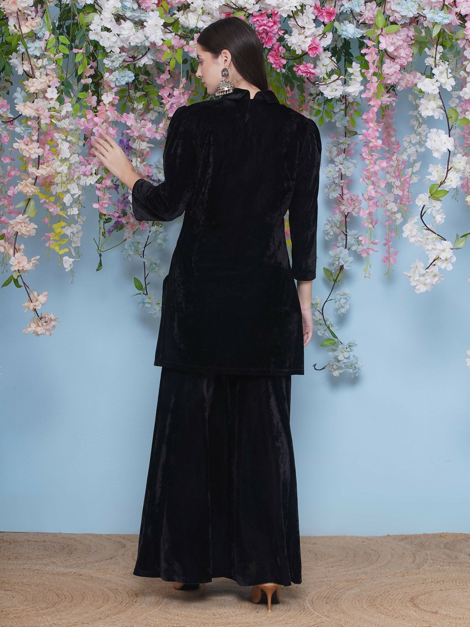 Joban Fashion Black Velvet Sharara Set