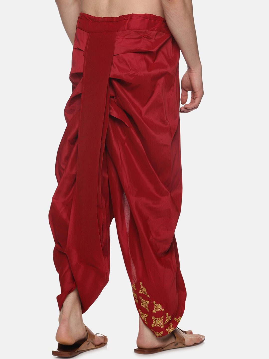 Sethukrishna Men Maroon Embroidered Dhotipants