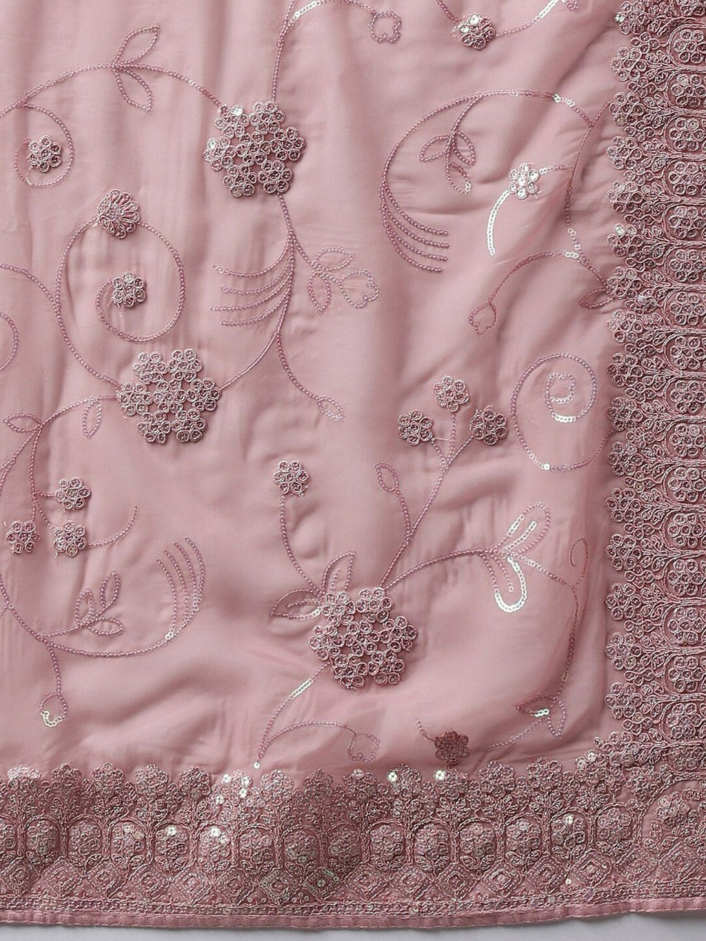 kasee Floral Embroidered Sequinned Organza Saree