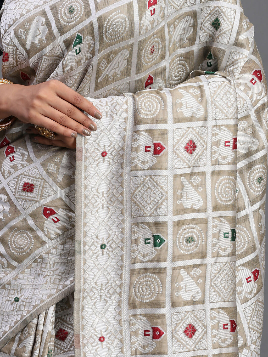 Shree Shyam Fashion Linen Cotton Beige Saree