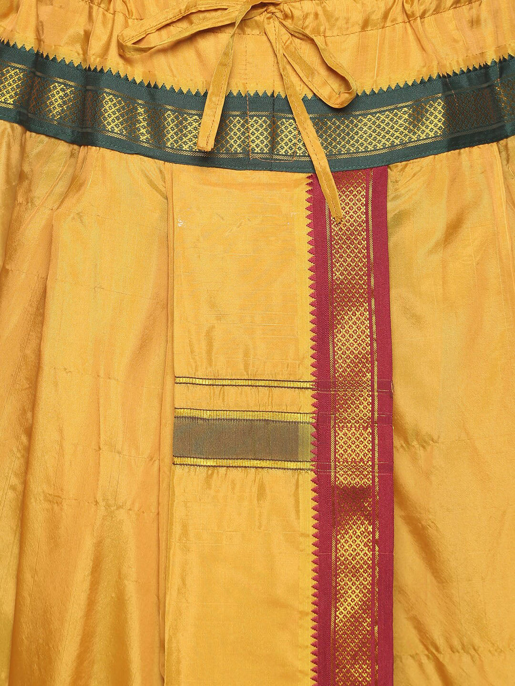 Sethukrishna Men Mustard-Yellow & Red Solid Readymade Dhoti