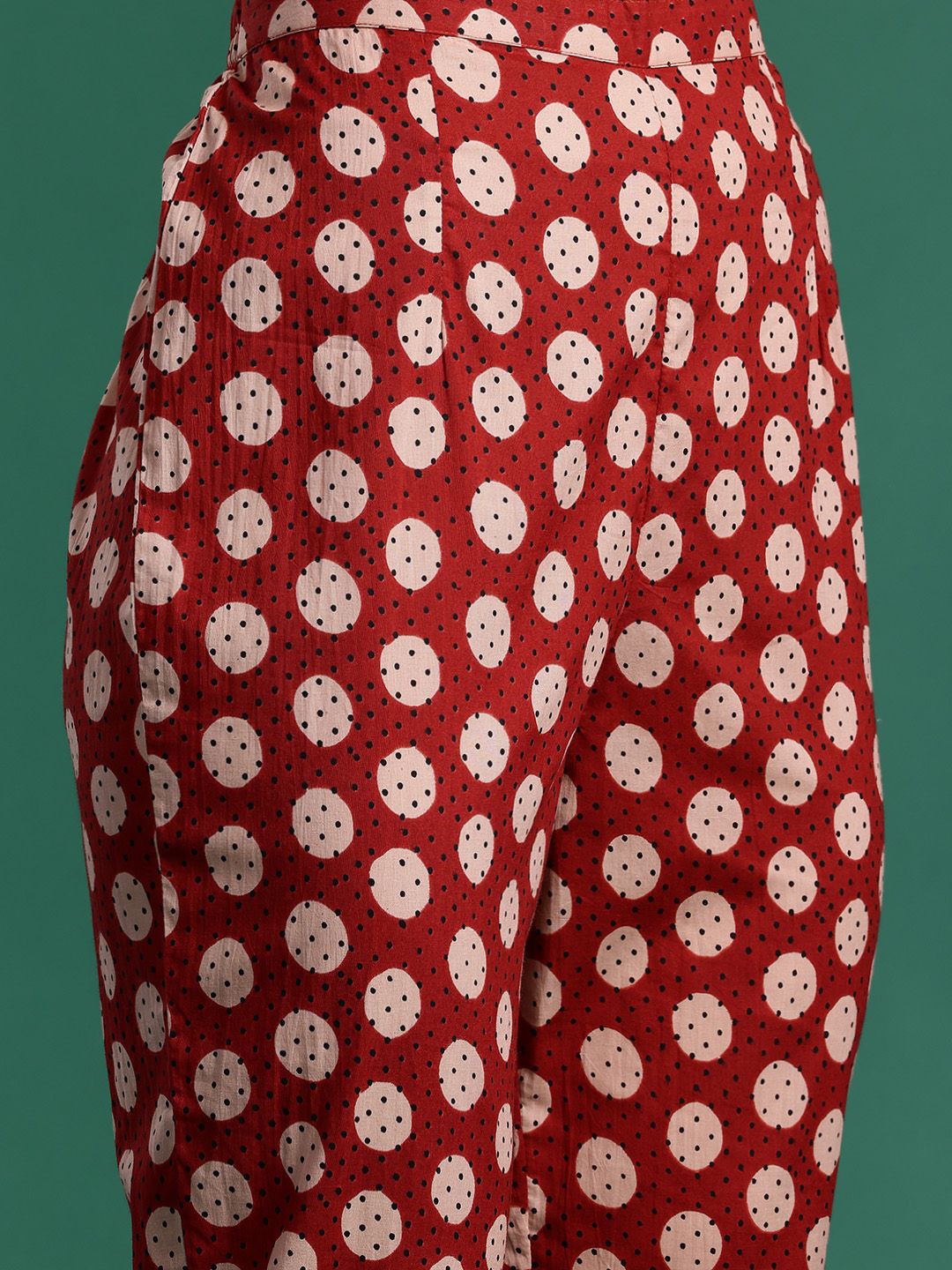 Indo Era Women Printed Pleated Pure Cotton Kurta with Trousers