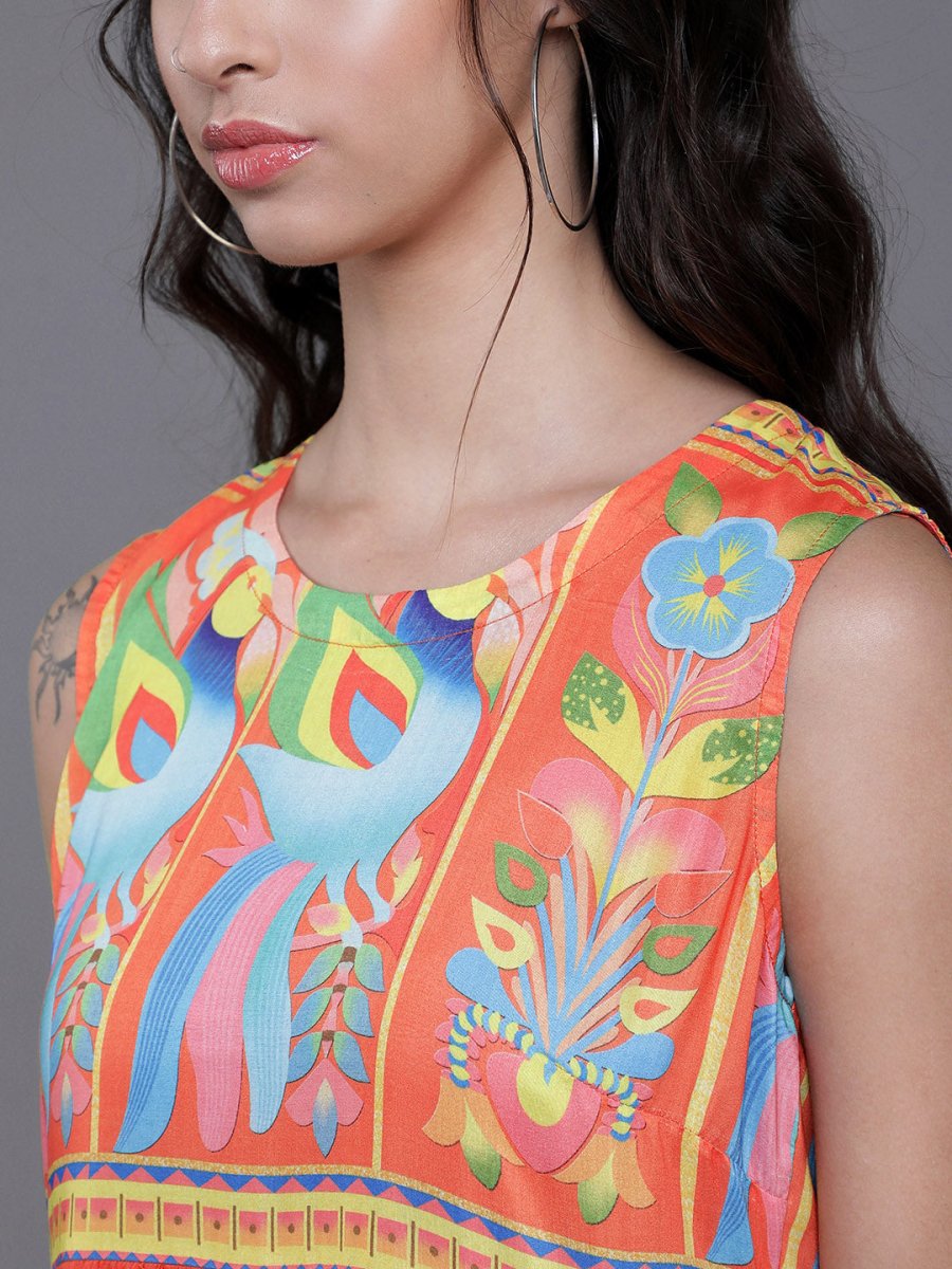 Aks Ethnic Motifs Printed Anarkali Tiered Kurta