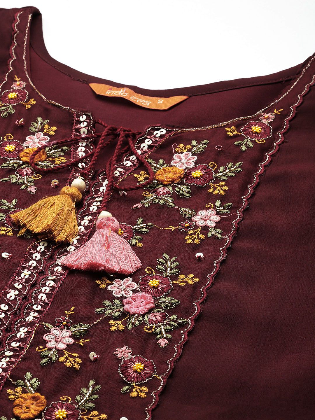 Indo Era Women Floral Embroidered Regular Sequinned Kurta with Trousers & With Dupatta