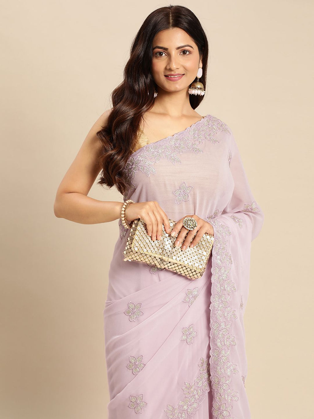kasee Floral Zari Pure Georgette Saree