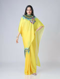 Vastranavya Yellow Ready to Wear Swan Print Free Hand Saree