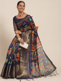 Saree Mall Navy Blue Kalamkari Saree