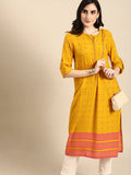 All About You Women Yellow & Pink Printed Kurta